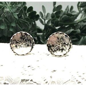 Vintage Mens Silver Tone Starburst Round Cufflinks